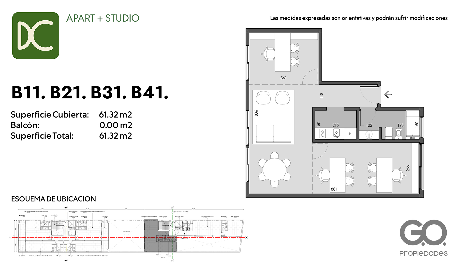 Ficha B11 · B21 · B31 · B41 — 61.32 m²